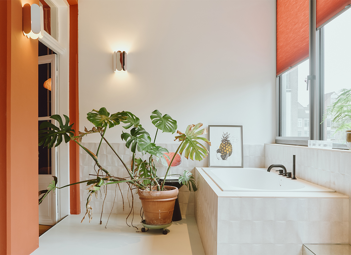 Badkamer met ligbad en planten aan de Boezemsingel in Rotterdam